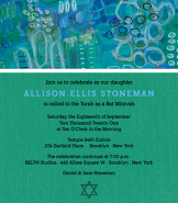 Green Blue Abstract Top Bat Mitzvah Invitation